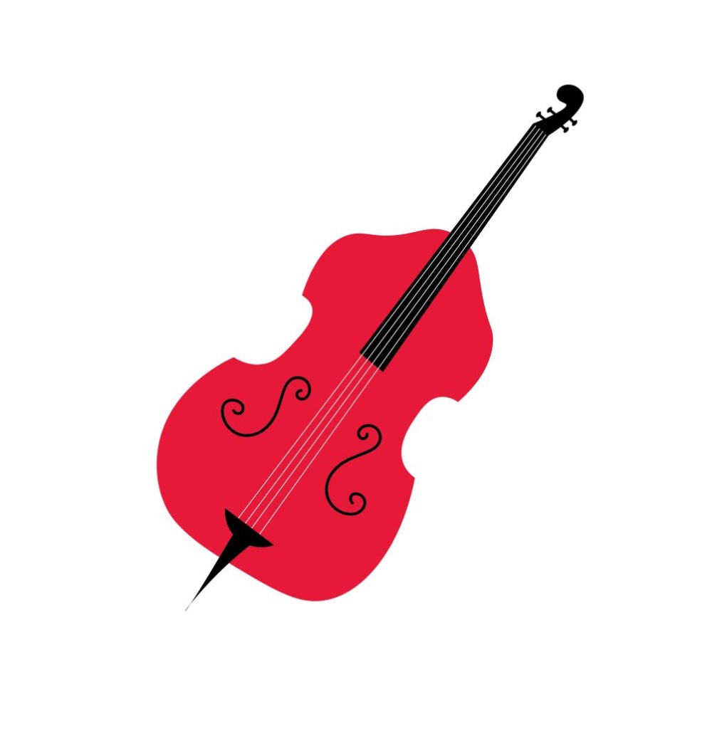 Black and red hand-drawn cello. Click for information about Cello Lessons.