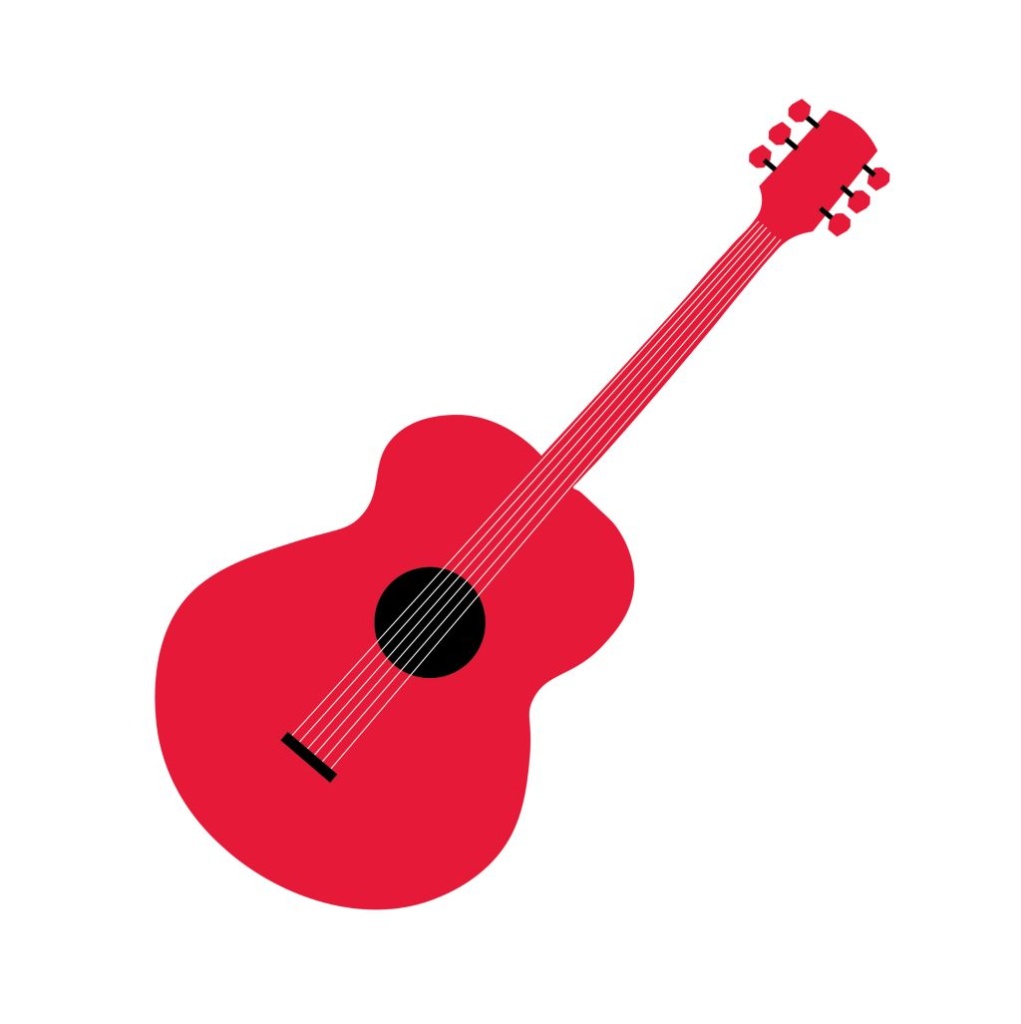 Black and red hand-drawn acoustic guitar. Click for information about Guitar Lessons.