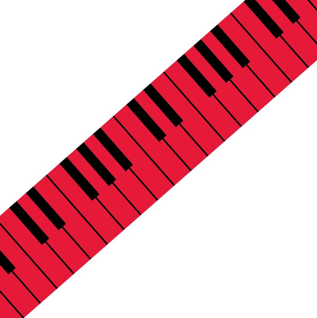 Black and red hand-drawn piano keys. Click for information about Piano Lessons.