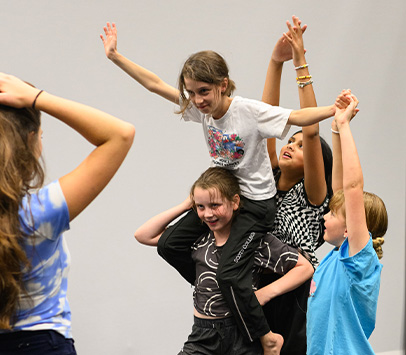 Children posing in their Shine Time acting classes.